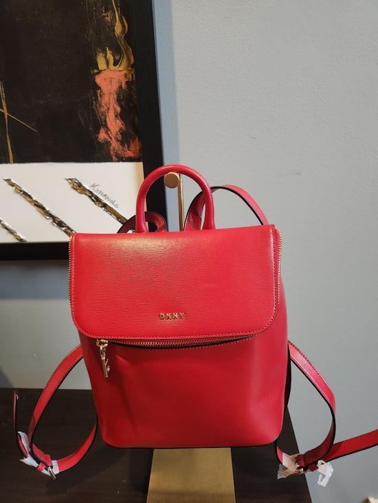 dkny red leather backpack Unisex Luggage travel,Wine,13